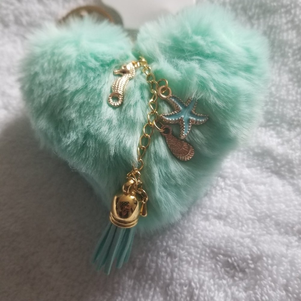 Heart Pom Pom Keychain with Charms - Picture 2 of 5
